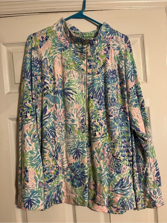 Lilly Pulitzer Tops - Lilly Pulitzer Pastel Floral Zip-Front Utility Jacket - Blue, Green, Pink